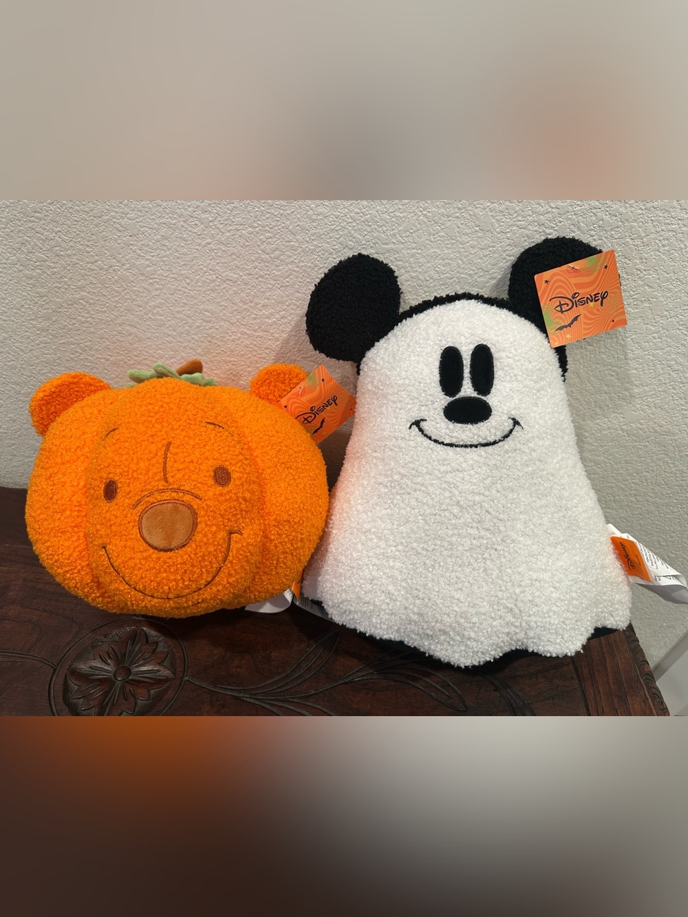 SET OF 2! Licensed Disney Halloween Pillows Mickey Ghost & Pumpkin Pooh Bear